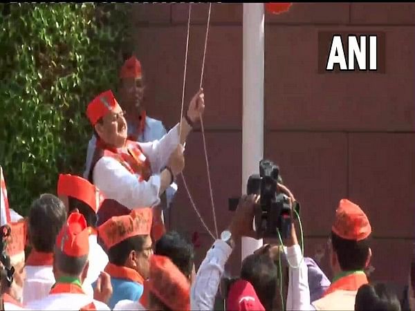 JP Nadda hoists party flag on BJP's 42nd foundation day