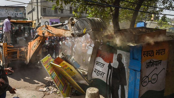 'Anti-encroachment drive' by NDMC, PWD, local bodies and the police, in Jahangirpuri, New Delhi | PTI