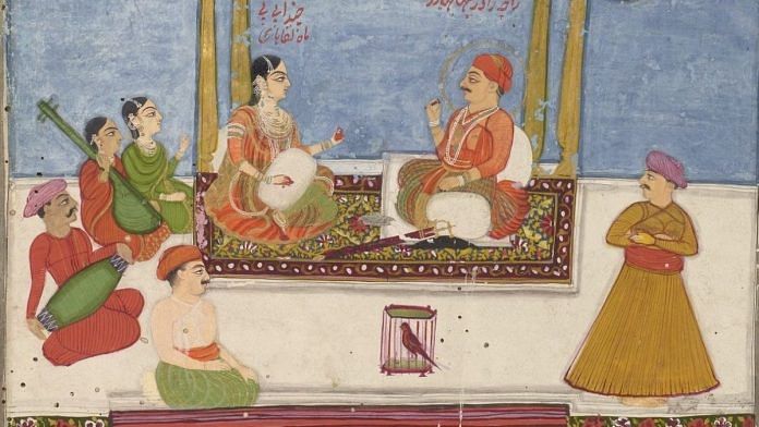 Mah Laqa Bai singing in the presence of Raja Rao Rambha Bahadur (Maratha General of Nizam II army). Photo Credit: Wikimedia Commons