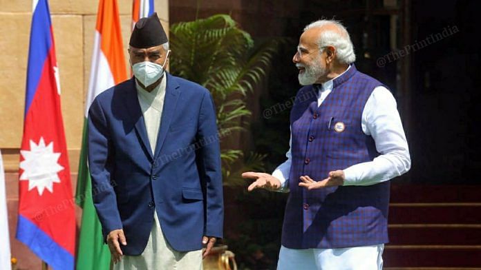 PM Narendra Modi and Nepal PM Sher Bahadur Deuba at Hyderabad House | Photo: Praveen Jain | ThePrint