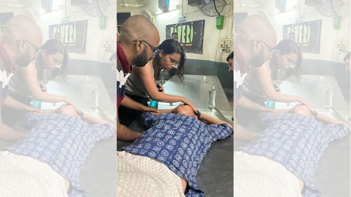 Tending to an injured student after the clash | By special arrangement