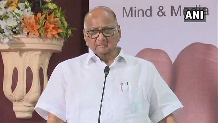 File photo of the President of the Nationalist Congress Party Sharad Pawar | Twitter/@ANI