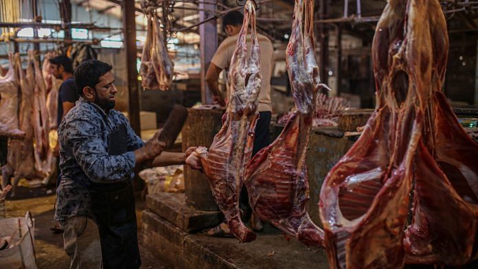 A butcher cuts sheep meat at the Russell Market in Bengaluru, India| Representational image| Photographer: Dhiraj Singh/Bloomberg