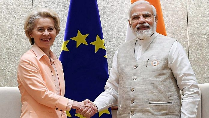 Prime Minister Narendra Modi meets the President of the European Commission Ursula von der Leyen, in New Delhi Monday | ANI/PIB