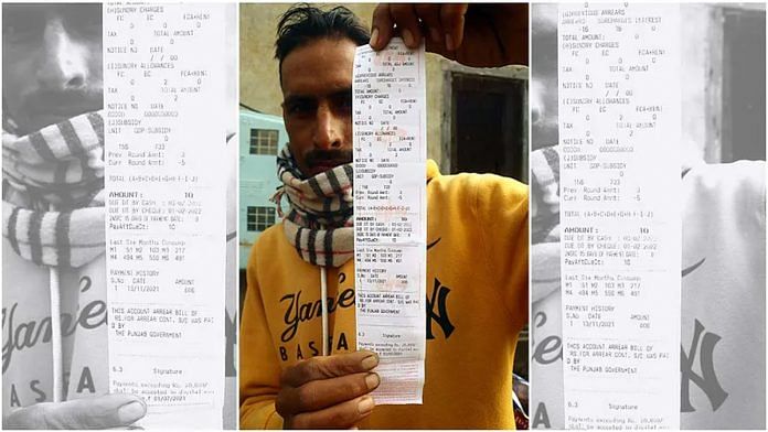 Representational image of a Patiala resident showing his electricity bill | ANI
