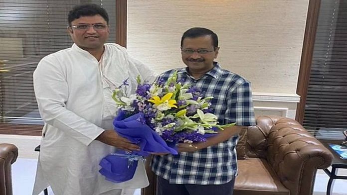 Ashok Tanwar with AAP national convenor and Delhi CM Arvind Kejriwal | ThePrint