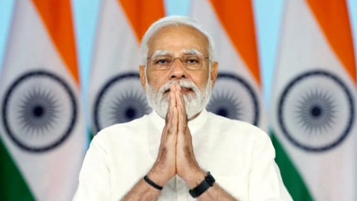 Prime Minister Narendra Modi greets the country during the release of the benefits under PM CARES for Children Scheme in New Delhi | Photo: ANI Photo