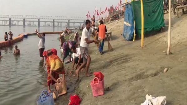 Inspired by PM Modi's vision, volunteers in Prayagraj take initiative to clean Ganga ghat