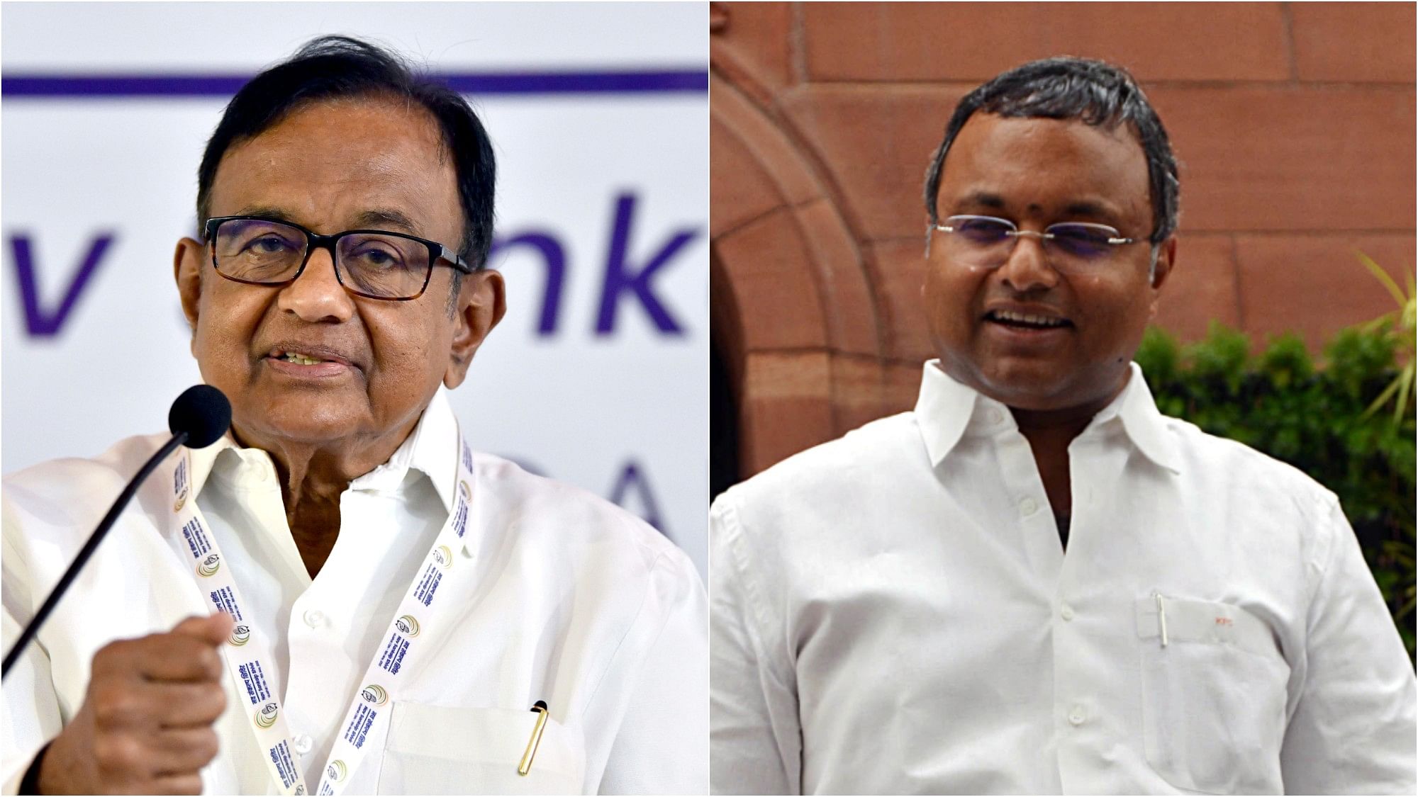 Chidambaram Congress leader P Chidambaram (L) and his son and Congress MP Karti Chidambaram