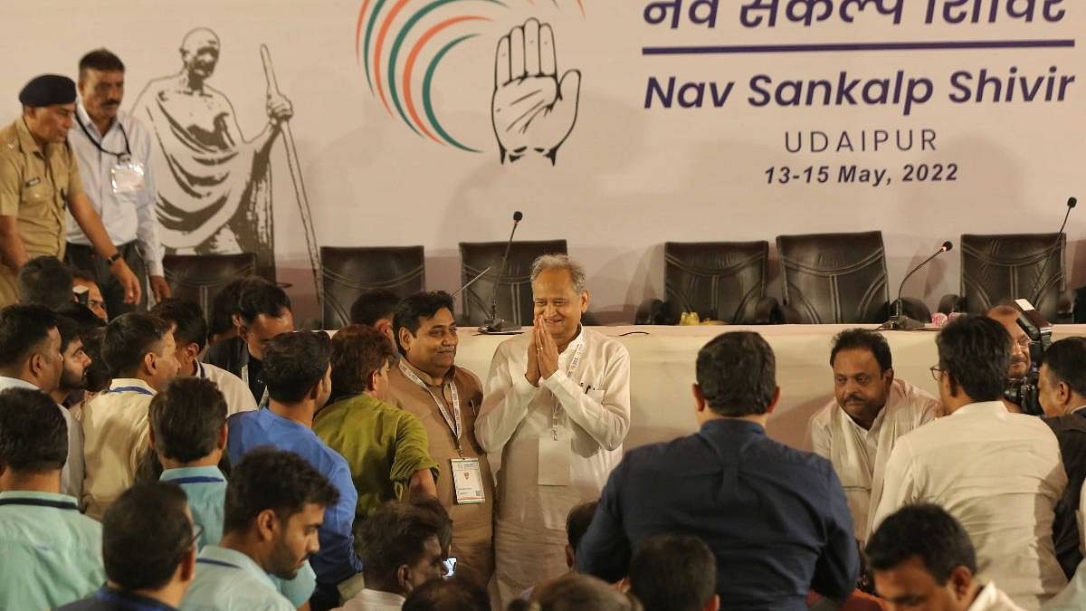 Chintan Shivir 1 Rajasthan Chief Minister Ashok Gehlot interacts with the press at the three-day 'Chintan Shivir' in Udaipur | Photo: Suraj Singh Bisht | ThePrint
