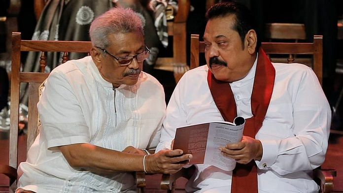 File photo of Sri Lankan President Gotabaya Rajapaksa (L) with Prime Minister Mahinda Rajapaksa (R) | Reuters via ANI