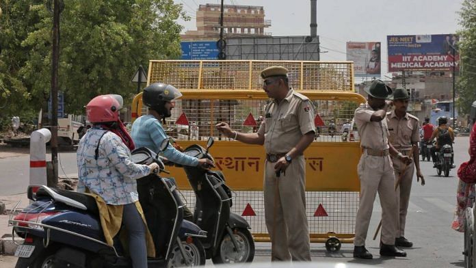 Policemen at Jodhpur’s Jalori Gate after clashes | Photo: Suraj Singh Bisht | ThePrint