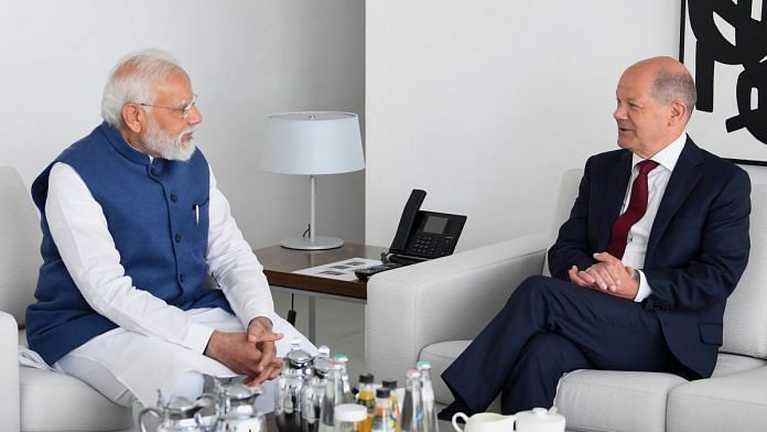 Prime Minister Narendra Modi meets Chancellor of Germany Olaf Scholz in Berlin | Photo: PTI
