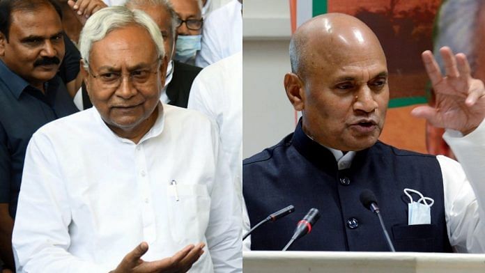 File photo of Bihar CM Nitish Kumar (L) and Union Minister RCP Singh (R) | Photo: ANI