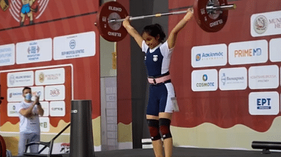 Weightlifter Harshada Sharad Garud during IWF Junior World Championships 2022