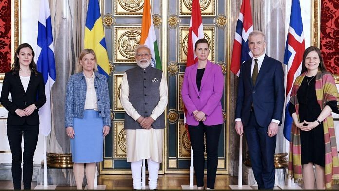 PM Narendra Modi at the 2nd India-Nordic Summit in Copenhagen, on 4 May 2022 | ANI photo