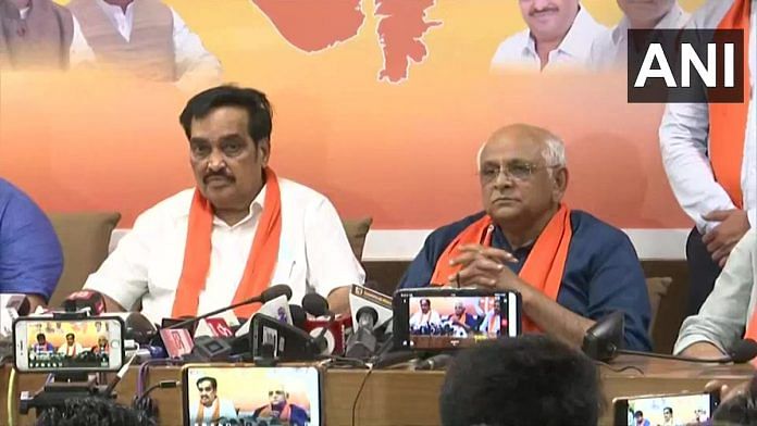 File photo of BJP Gujarat chief CR Patil and Chief Minister Bhupendra Patel | ANI/Twitter