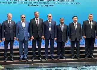 NSA Ajit Doval with NSAs from the other countries at the meeting at Dushanbe, Tajikistan | Photo: Courtesy the NSA's office