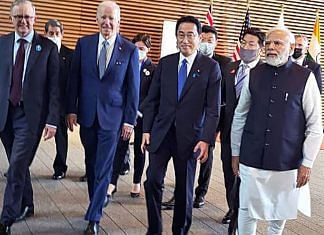 Prime Minister Narendra Modi with Japan's Prime Minister Fumio Kishida, Australia's Prime Minister Anthony Albanese and US President Joe Biden at the Quad Summit, in Tokyo, Tuesday | ANI