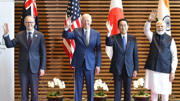From left: Australian Prime Minister Anthony Albanese, US President Joe Biden, Japanese Prime Minister Fumio Kishida and Prime Minister Narendra Modi at the Quad Summit in Tokyo Tuesday | Twitter/@narendramodi