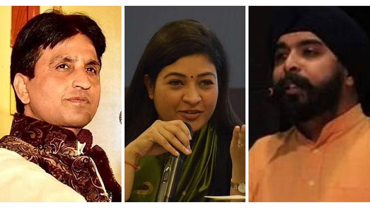 re (1) Kumar Vishwas (left), Alka Lamba and Tajinder Bagga | Photos: Twitter/Facebook