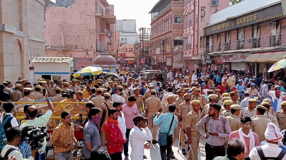 Police personnel deployed outside the Gyanvapi Mosque in Varanasi last week | ANI Police personnel deployed outside the Gyanvapi mosque in Varanasi | ANI