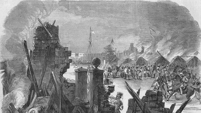 A wood engraving of the revolt in Meerut from the Illustrated London News | Wikipedia