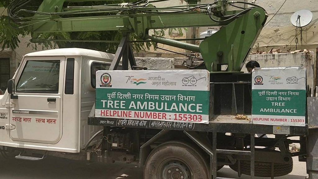 One of the tree ambulances at work to save Delhi's vegetation | Photo: Sukriti Vats | ThePrint