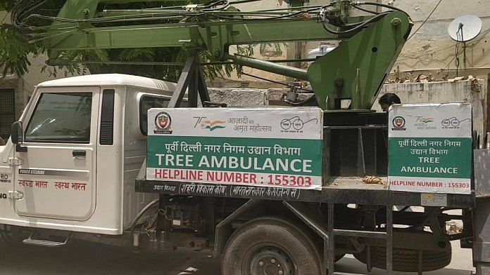 One of the tree ambulances at work to save Delhi's vegetation | Photo: Sukriti Vats | ThePrint