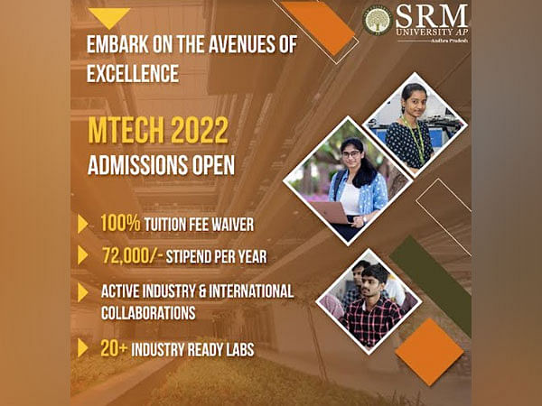 SRM University-AP offers MTech with a 100 percent Fee Waiver and Rs. 75,000 stipend per year