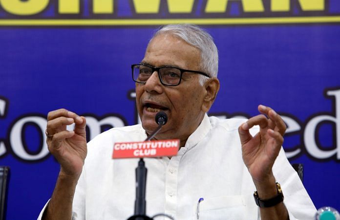 Opposition's Presidential candidate Yashwant Sinha addresses a press conference at Constitution Club in New Delhi, on 27 June 2022 | ANI photo