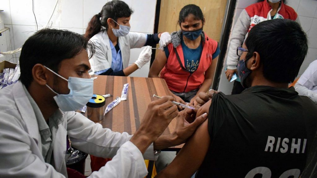 Representational image of Covid vaccination drive at a hospital in Prayagraj | ANI