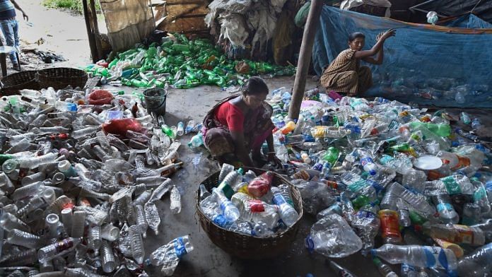 File photo of plastic bottles being segregated for recycling | PTI