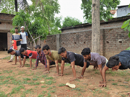 Army aspirants of Piania villagers during exercise | ThePrint photo by Suraj Singh Bisht