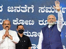 Prime Minister Narendra Modi with Karnataka Chief Minister Basavaraj S Bommai in Bengaluru Monday | ANI