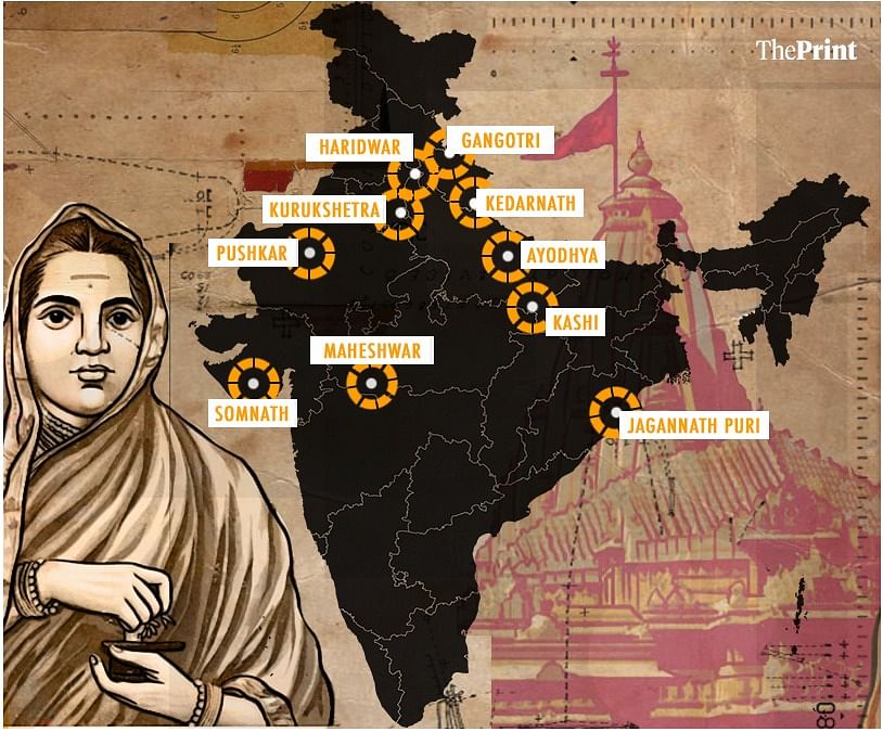 Some of the major temple sites that Ahilybai contributed to | Manisha Yadav/ThePrint
