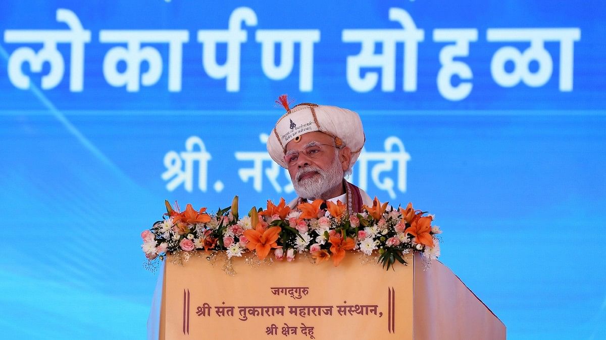 PM Modi addressing Warkaris at Dehu on 14 June 2022 | ANI
