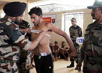 File photo of a physical fitness test underway at an Army recruitment rally | PTI
