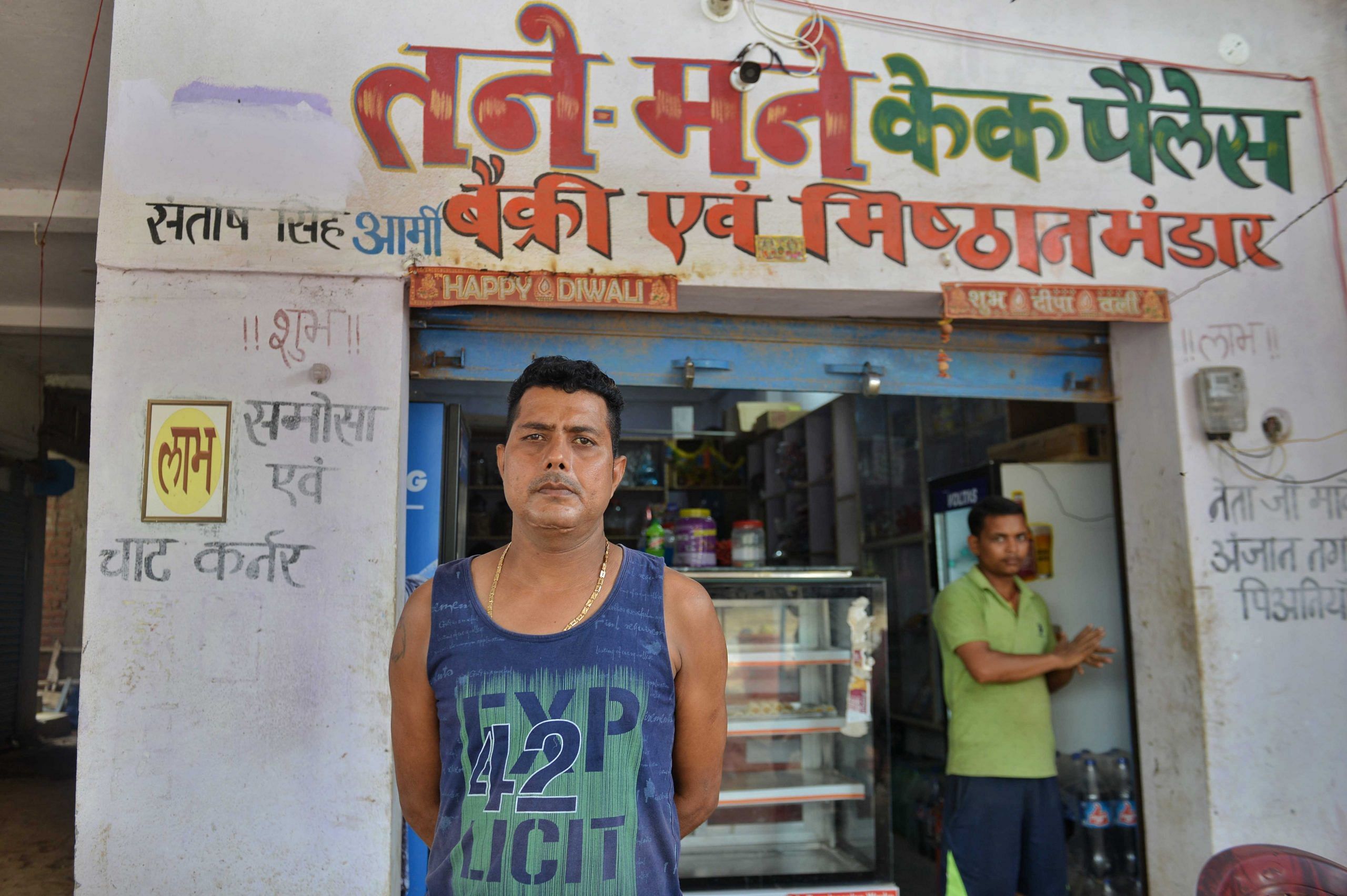 Santosh Singh Ex Army retired outside his bakery and sweet shop in Piania village in Arrah district | ThePrint photo by Suraj Singh Bisht