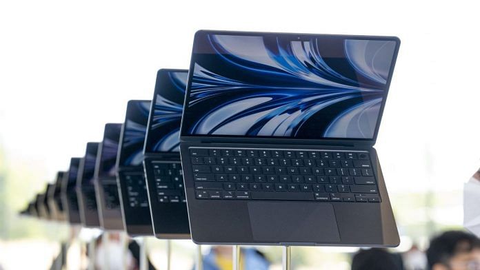 The new MacBook Air laptop computer is unveiled during the Apple Worldwide Developers Conference at Apple Park campus in Cupertino, California, on 6 June, 2022 | Bloomberg