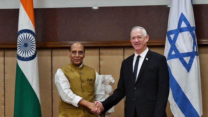 Defence Minister Rajnath Singh holds a bilateral meeting with his Israeli counterpart Benny Gantz at Vigyan Bhawan, in New Delhi on 2 June 2022 | Photo: ANI