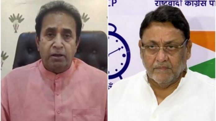 File photo of Former Maharashtra Home Minister Anil Deshmukh (left) and State Minister Nawab Malik (right) | Photo: ANI