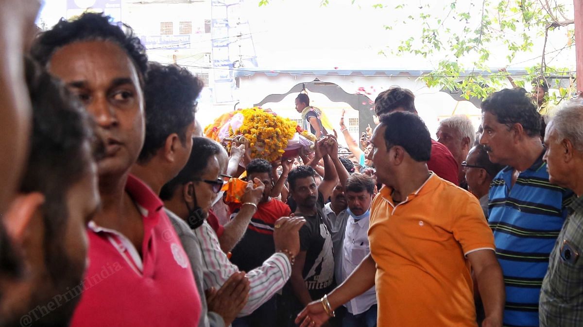 Kanhaiya Lal Teli’s body being taken for last rites in Udaipur on 29 June 2022 | Photo: ThePrint | Manisha Mondal