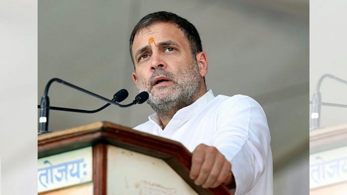 Congress leader Rahul Gandhi addressing in Karimganj in May | Credits: ANI Photo