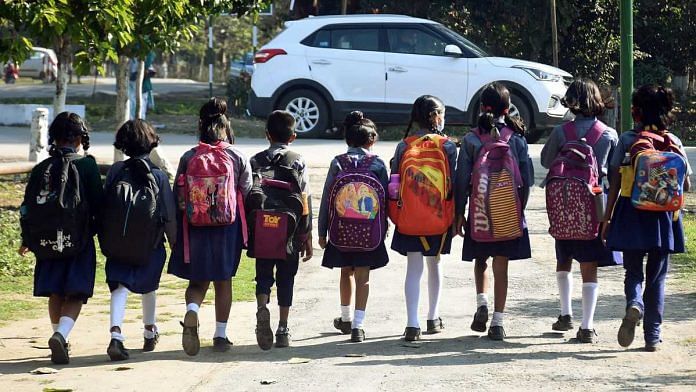 Students at a school in Dibrugarh on 15 February 2022 | Representational image | ANI