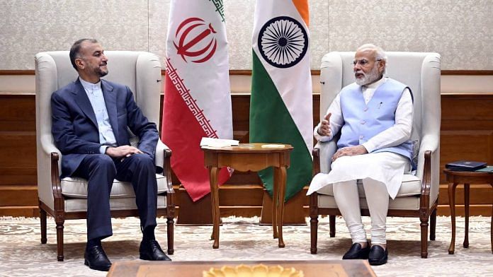 Iranian Foreign Minister Hossein Amir-Abdollahian with Prime Minister Narendra Modi in New Delhi on 8 June | @narendramodi