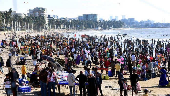 File photo of crowds at Mumbai's Juhu beach in January this year | ANI