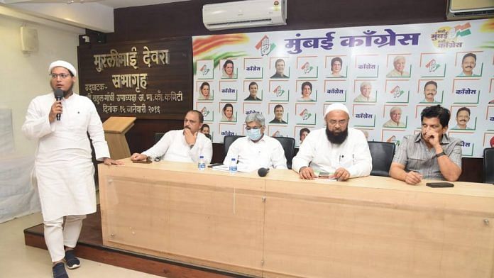 Congress corporators in Mumbai discussing BMC ward reservations last week| Photo: Raja Ravi INC/Twitter
