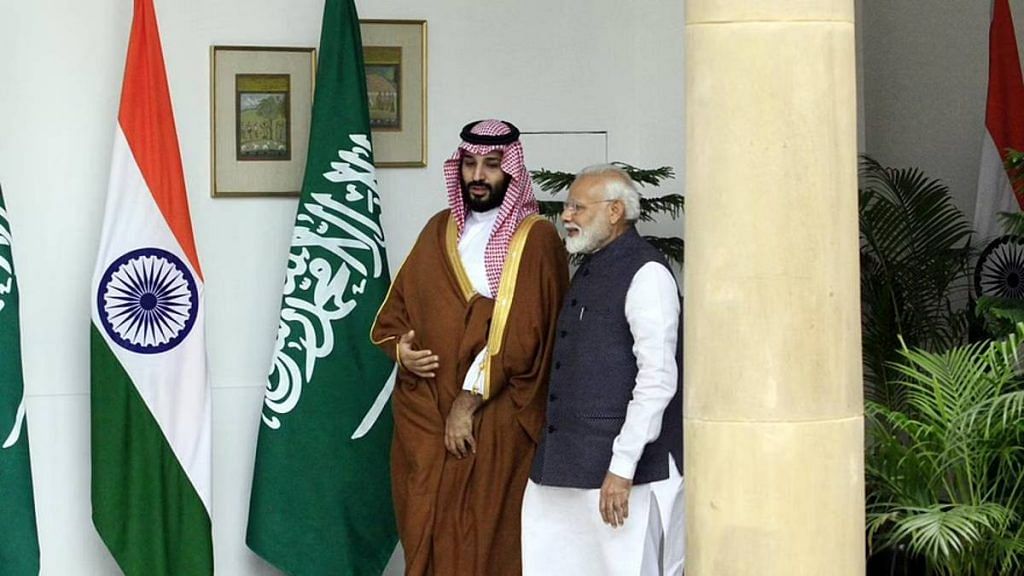 File photo of PM Narendra Modi with Saudi crown prince Mohammed bin Salman | Representational image | Photo: Praveen Jain | ThePrint