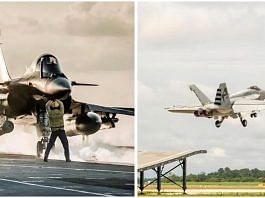 ThePrint team | Rafale M jet (left) and Boeing's F/A-18 Super Hornet (right)